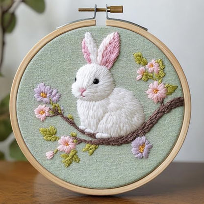 Punch Needle Kit for Beginners, Punch Stitching Kit for Adults, Needle Punch Kits for Adults, DIY Embroidery Set with Rabbit on Branch for Art Crafts and Decorations by Unknown
