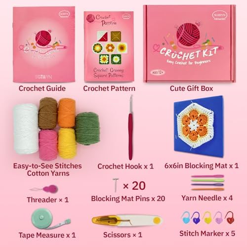 SGIBYN Granny Squares Crochet Kit for Advanced Beginners with Video - Image 3
