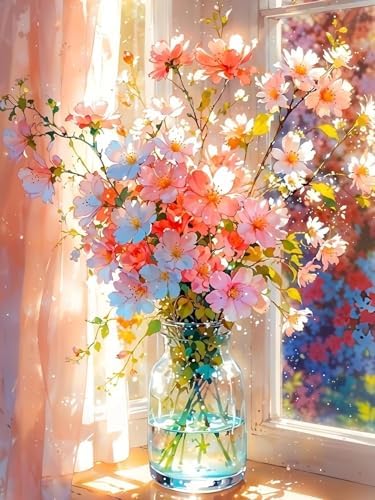 Stamped Cross Stitch Kits – Flower Embroidery Starter Kit for Adult Beginners, Sunlight Cross Stitch Kits, Embroidery Kit for Arts and Crafts Beginners, Craft for Home Wall Decor 15.7 x 11.8 Inches by Unknown