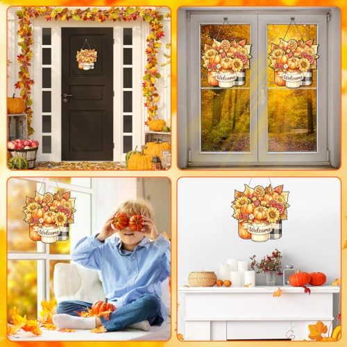 Sereliy 24 Pcs Fall Coloring Wreath Crafts Color Your Own Fall Crafts, Vase - Image 7