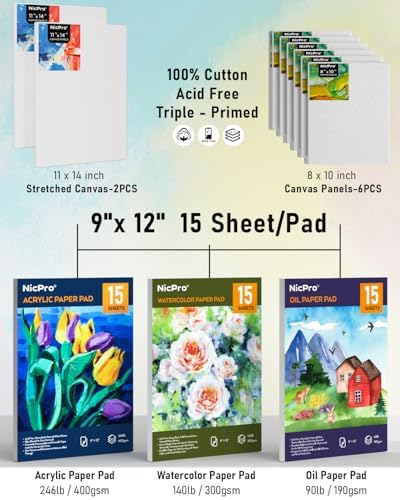 Nicpro 158PCS Deluxe Art Painting Kit for Artist with Easel, Paints & Brush - Image 5