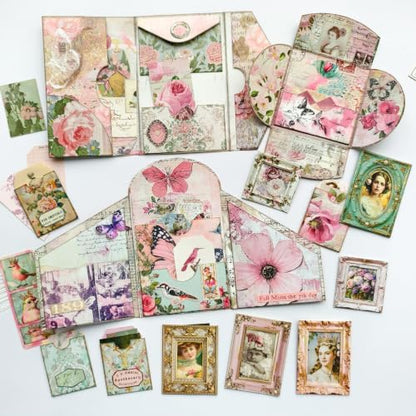 ZHIJIANHZ Junk Journal Kit Pink Romantic Ephemera Set for Scrapbooking - Image 2