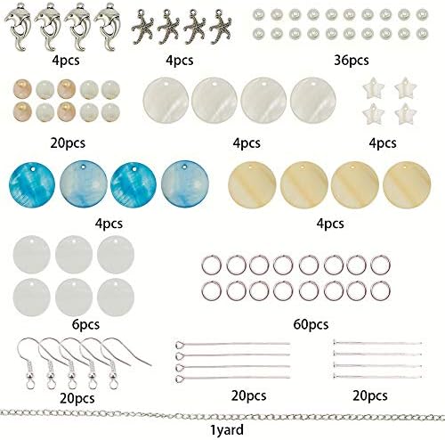 SUNNYCLUE 1 Box DIY 10 Pairs Natural White Sea Shell Drop Dangle Earrings Making Starter Kit Round Seashell Charm Pendants Earring Hook for Art Craft Projects Silver, Instruction - Image 2