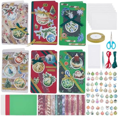 WEBEEDY 15 Sets DIY Christmas Card Making Kits Handmade Bell Theme Greeting Cards with Blank Cards,Matching Envelopes,Stickers,Instruction for Adults Beginners Birthday Christmas Invitation Craft Gift by WEBEEDY