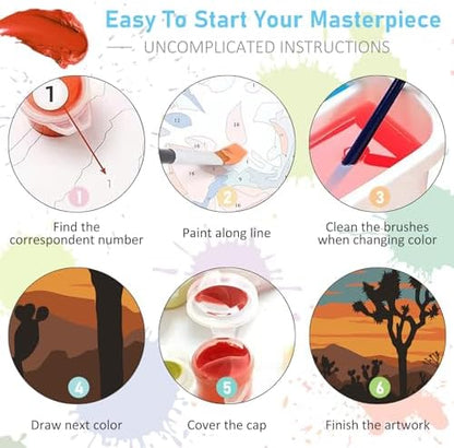 Offito 6 Pack Paint by Numbers Kit for Adults, National Park, 10x14 Inch - Image 6