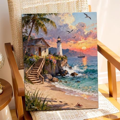 XTCIXAL Paint by Numbers Kit for Adults, Beach - 16X20 Inch - Image 2