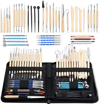 ISSEVE 43Pcs Pottery Clay Sculpting Tools Set with Stand-Up Organizer Bag by ISSEVE