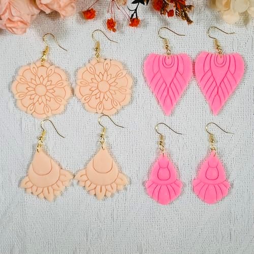 Xaekicr Polymer Clay Cutters Boho Earring Set – 4PCS Clay Cutters for Polymer Clay Jewelry, Mandala Flower and Tribal Shapes, Clay Earring Cutters and Polymer Clay Tools for DIY Craft Making - Image 4
