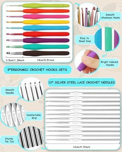 Aeelike 69pcs Crochet Kits for Beginners with Bag, Blue Cat - Image 4