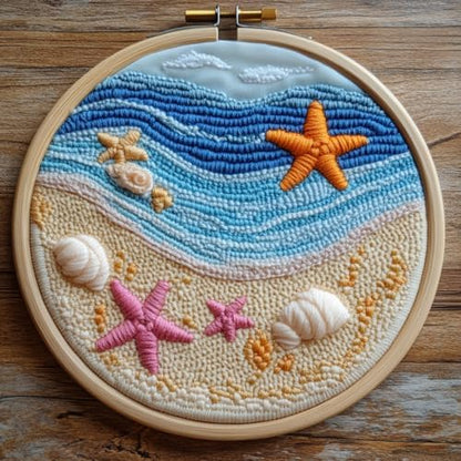Punch Needle Kits for Beginners Beach and Starfish Sea Shells 20x20cm-3 by Unknown