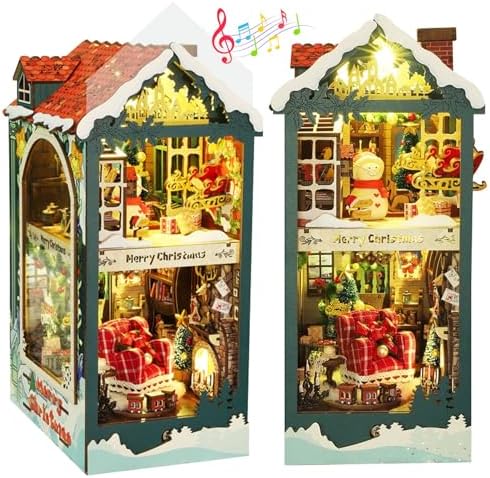 fifijoy Christmas Book Nook Kit - DIY Miniature House Dollhouse Kit for Adults and Teens, Booknook Bookshelf Insert Christmas Decorations, Gifts for Family and Friends (Merry Christmas) by fifijoy