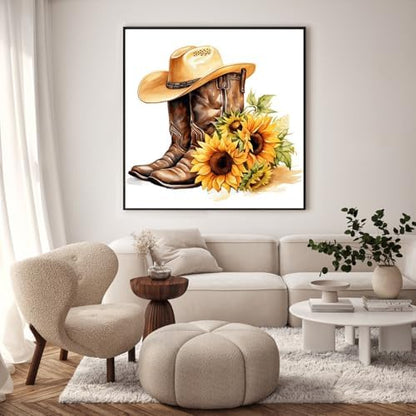 GEEHEIY Framed Paint by Numbers Kit for Adults, Cowboy Boots, 10 x 10 Inch - Image 2