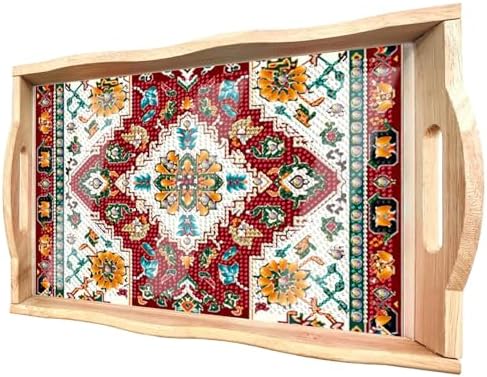 DOTSOPS Mandala Diamond Painting Wooden Serving Tray with Handle for Adults by DOTSOPS
