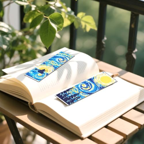FREEBLOSS 6 Set 11CT Cross Stitch Bookmarks Kit Starry Sky 8x2.4inch - Image 6