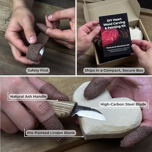 Sharky Beginner Heart Wood Carving Kit for Adults - Image 3