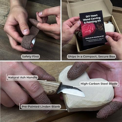 Sharky Beginner Heart Wood Carving Kit for Adults - Image 3