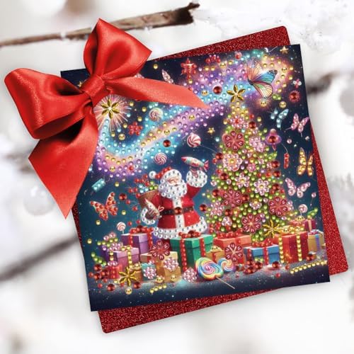 jinglinhh 6pcs Christmas Series Snowman Santa Gifts Diamond Art Painting Greeting Cards with Envelopes, DIY Card Making Kits for Adults, Diamond Art Postcards Holiday Cards Craft Gifts - Image 7