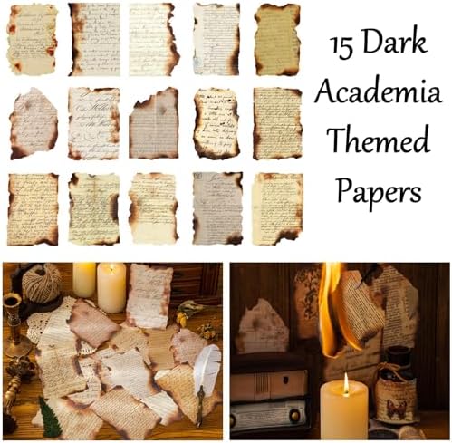 Vintage Aesthetic Scrapbook Supplies Kit with Scrapbook Paper, Stickers, Bookmarks for Scrapbooking, DIY Albums, Junk Journals, Bullet Journals, Dark Academia Aesthetic Decor (Dark2 129 Pcs) - Image 4