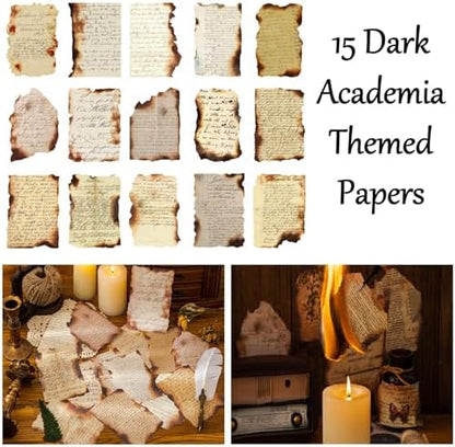 Vintage Aesthetic Scrapbook Supplies Kit with Scrapbook Paper, Stickers, Bookmarks for Scrapbooking, DIY Albums, Junk Journals, Bullet Journals, Dark Academia Aesthetic Decor (Dark2 129 Pcs) - Image 4