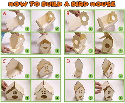 hapray 4 Pack Bird House Craft Kit, DIY Birdhouse for Kids to Build & Paint - Image 4