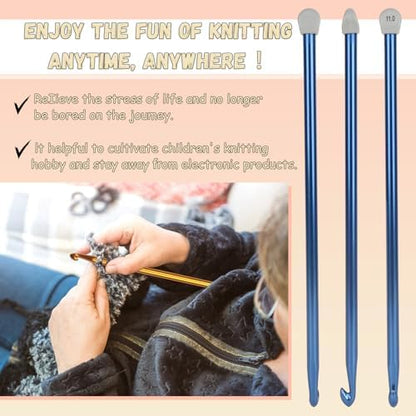 Coopay Tunisian Crochet Hook Set - Extra Long Crochet Hooks 9mm 10mm 11mm - Image 2