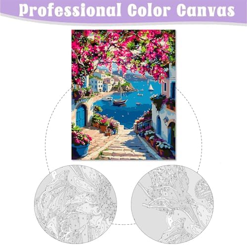 MIRCVSH Scenery Paint by Numbers Kit for Adults,Framed Landscape Paint by Number Kits on Canvas with Brushes,Flowers and Sea Oil Painting Kits with Wooden Easel for Home Wall Decor 12X16 Inch. - Image 6