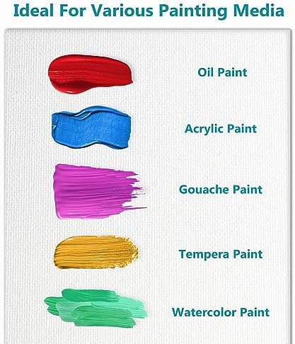 KEFF Canvas for Painting - 12-Pack 8x10 Canvas Value Pack - 100% Cotton Triple Primed Small Canvases for Painting. Mini Canvases Bulk Set for Acrylic, Oil, Watercolor&Tempera - Art Supplies for Adults - Image 4