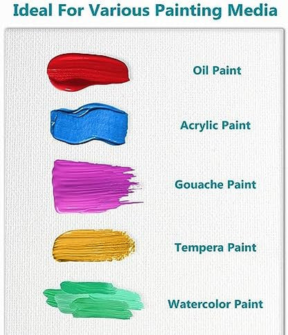 KEFF Canvas for Painting - 12-Pack 8x10 Canvas Value Pack - 100% Cotton Triple Primed Small Canvases for Painting. Mini Canvases Bulk Set for Acrylic, Oil, Watercolor&Tempera - Art Supplies for Adults - Image 4