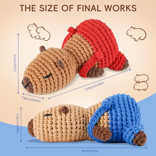 Crochet Kit for Beginners, Capybara Animal Kits for Adults, Amigurumi Set - Image 5