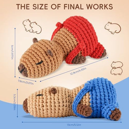 Crochet Kit for Beginners, Capybara Animal Kits for Adults, Amigurumi Set - Image 5