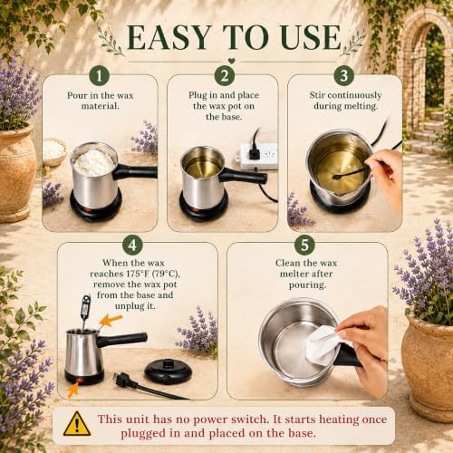 Scented Candle Making Kit for Adult with Wax Melter&Glass Jars 3lbs - Image 7