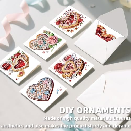 12Pcs DIY Diamond Art Greeting Cards Kit with Envelopes&Tools - Create Your Own Sparkling Birthday, Thank You, Holiday Cards for Adults & Beginners(Valentines Day Heart) - Image 6