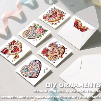 12Pcs DIY Diamond Art Greeting Cards Kit with Envelopes&Tools - Create Your Own Sparkling Birthday, Thank You, Holiday Cards for Adults & Beginners(Valentines Day Heart) - Image 6