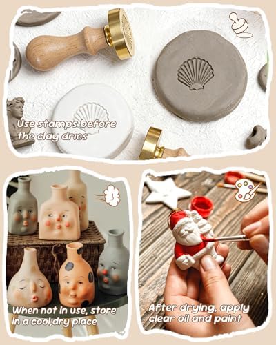 Air Dry Clay Kit for Adults & Kids with Exclusive Stamp | Extra Clay - Complete Sculpting Pottery Kit for DIY, Valentines Day Gifts, Couples Date Night Arts & Crafts Set, Gloss Varnish - Image 3