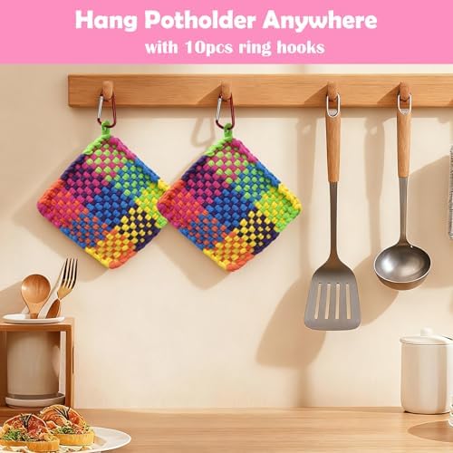 OYACH 7inch Cotton Potholder Metal Weaving Loom Loop,440 Potholder Loom Kit - Image 5