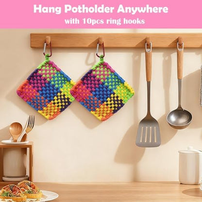 OYACH 7inch Cotton Potholder Metal Weaving Loom Loop,440 Potholder Loom Kit - Image 5