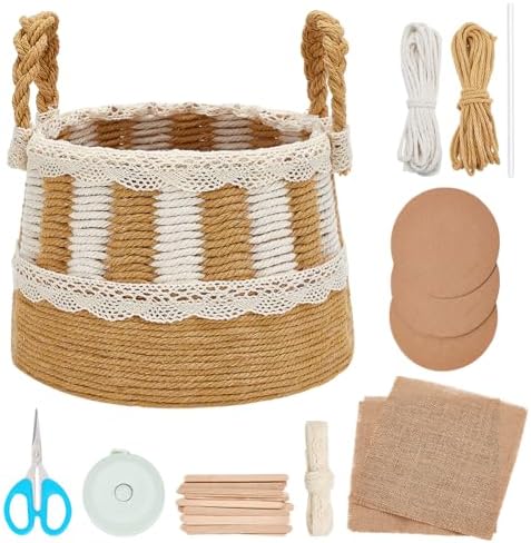 FREEBLOSS Macrame Cord Basket Weaving Craft Kit for Beginners DIY Storage Basket Storage Bins Basket Making Supplies for Adults Basket Weaving Kits for Adults by FreeandCreativeCraftsArt