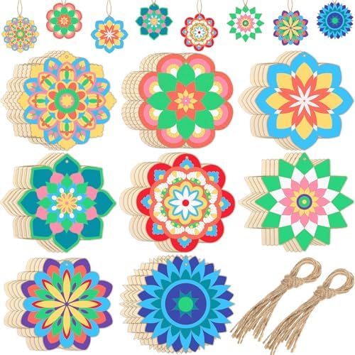 Blosssound 40 Pcs Unfinished Wood Mandala to Paint, Elegant by Blosssound