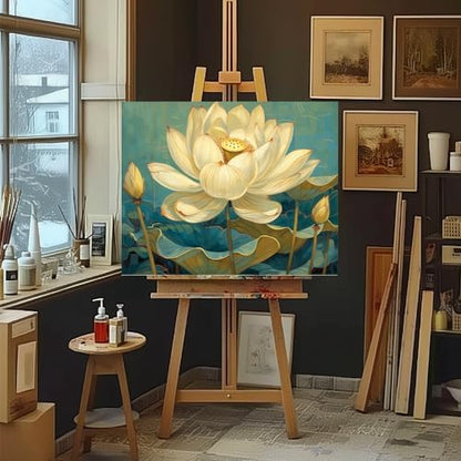Natuyalo Paint by Numbers for Adults - DIY Adult Paint by Number Kits Painting on Canvas Lotus Painting by Numbers for Beginners, Plant Art Craft Kits for Adults (16x20 Inch) - Image 4