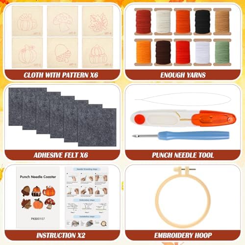 Mindsoft Fall Punch Needle Coaster Kits for Adult Beginner - Image 2