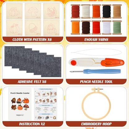 Mindsoft Fall Punch Needle Coaster Kits for Adult Beginner - Image 2