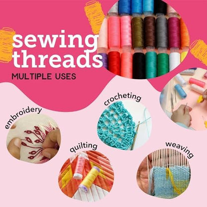 Incraftables Sewing Thread Assortment (24 Pcs Set). Best Polyester Thread for Sewing Machine (360ft per Spool). All Purpose Kit for DIY Embroidery, Quilting & Hand Stitching - Image 3