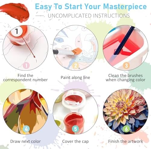 Paint by Numbers Kit for Adults, Flowers DIY Acrylic Canvas Painting Set - Image 6
