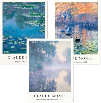 3 Pack Monet Paint by Numbers Kit for Adults Beginner (Without Frame) by KICHANG