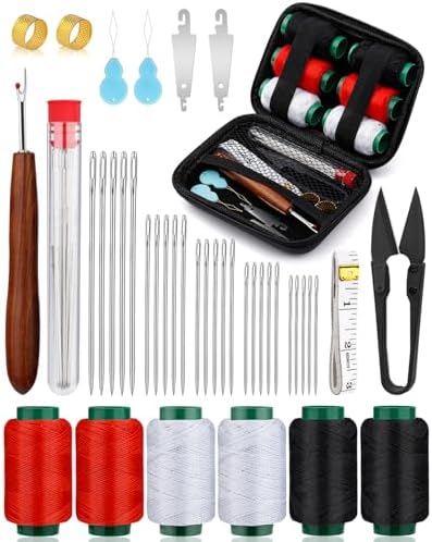 TLKKUE 40 Pcs Sewing Kit, Steel Needles for Hand Sewing with Threads by TLKKUE