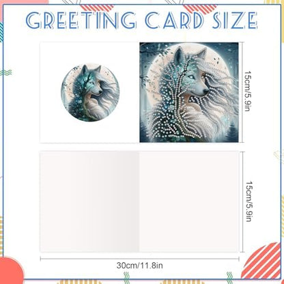 MVVMTOP 6pcs Diamond Painting Greeting Card with envelopes, DIY Wolf Diamond Art Greeting Card for Blessing and Wish Special Shaped Arts Crafts for Christmas Birthday Thanksgiving Day Holiday - Image 2
