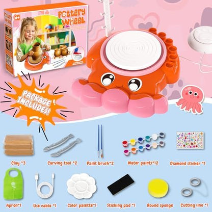 Insnug Pottery Wheel for Kids - Arts and Crafts for Kids Ages 8-12,Kid Pottery Wheel Kit Toys with Modeling Clay Sculpting Tools for Girls Boy Birthday Christmas Gift for 6 7 8 9 10 11 12+ - Image 3