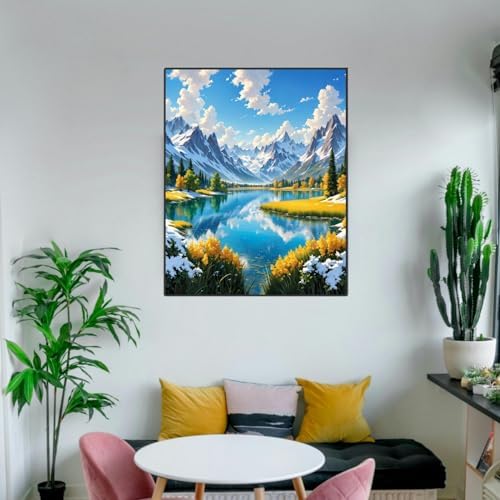 ldazao Mountain Paint by Numbers for Adults-Landscape Paint by Number on Canvas Without Frame, DIY Forest Scenery Oil Painting for Gift Home Wall Decor(16x20inch) - Image 3