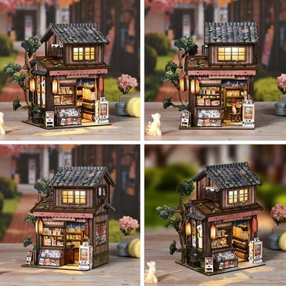 DIY Book Nook Kit with LED Light, Miniature Dollhouse, 3D Wooden Puzzle, Bookshelf Insert Decor Craft Gift (Springtime Grocery Store) - Image 5