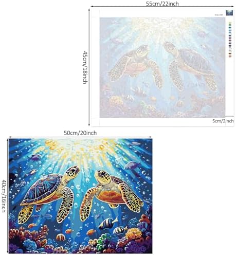 Lxmsja Two Turtles Paint by Numbers Kit for Adults, Ocean Fish Acrylic Paint by Numbers for Adults Beginner, DIY Craft Supplies Oil Painting Kits for Home Wall Decor 20x16 inch (No Frame) - Image 6